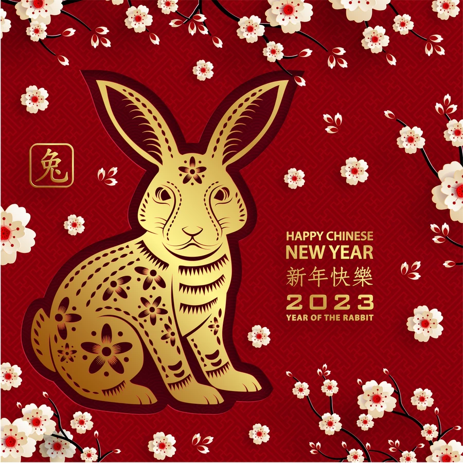 2023兔年中国风新年春节剪纸风节日宣传插画海报背景展板AI素材【099】